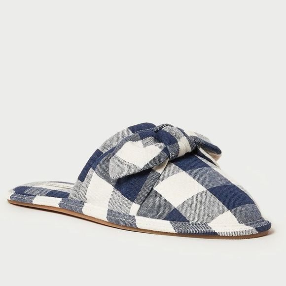 Loeffler Randall Shoes - NEW Loeffler Randall Frannie Navy Gingham Slipper Size Small